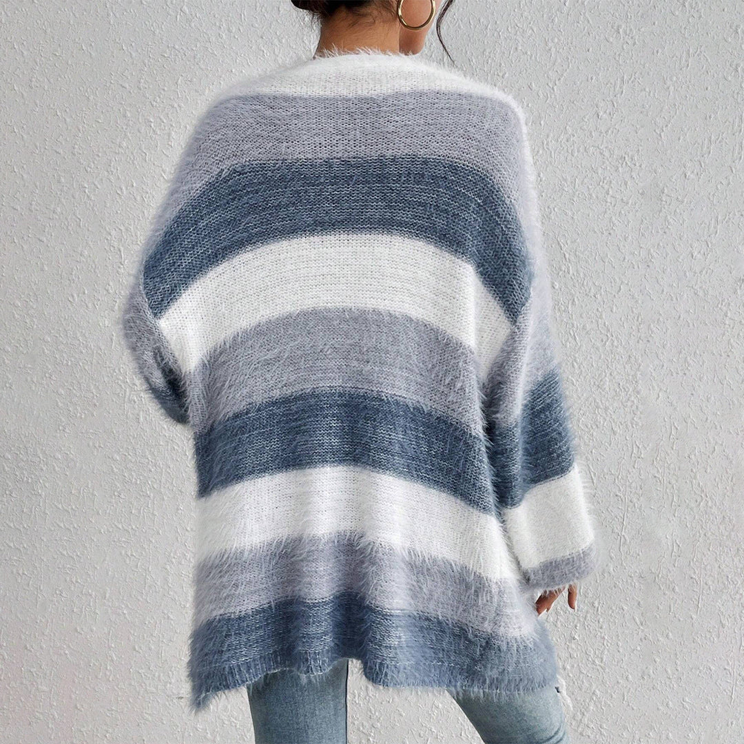 Cardigan Oversized en Tricot pour Femmes avec Design Rayé 2