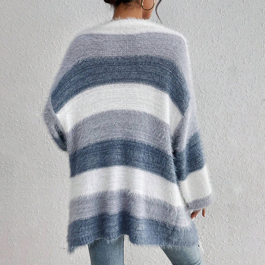 Cardigan Oversized en Tricot pour Femmes avec Design Rayé 2