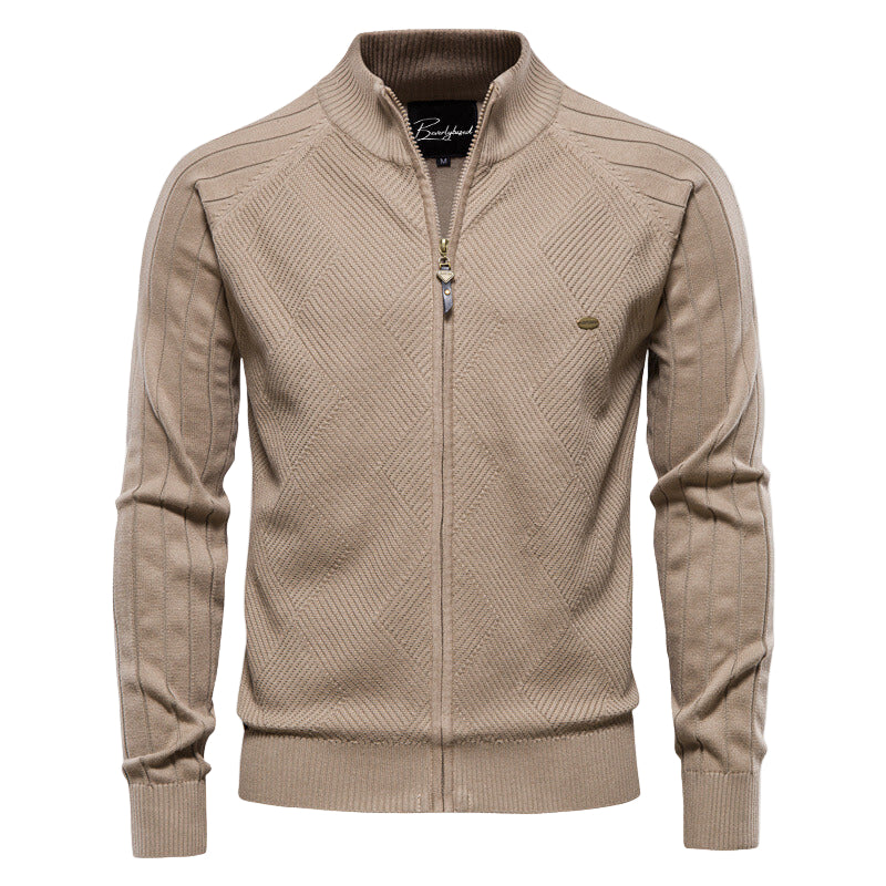 Cardigan Zippé pour Hommes en Tricot à Col Montant 0