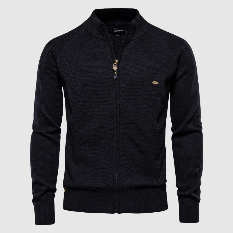 Cardigan Zippé pour Hommes en Tricot à Col Montant 1