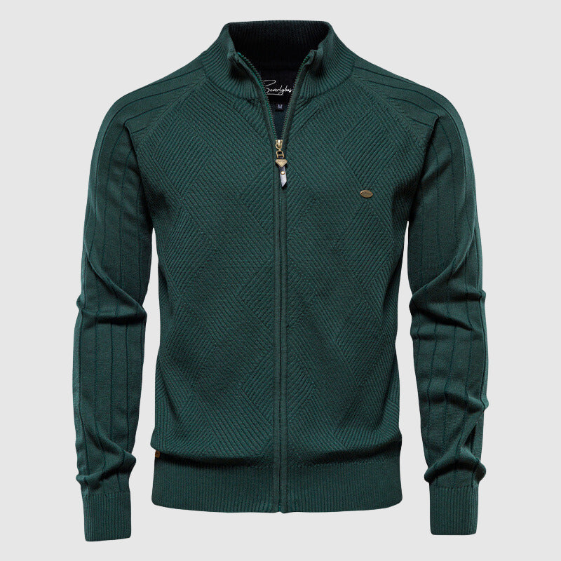 Cardigan Zippé pour Hommes en Tricot à Col Montant 2