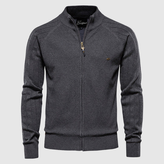 Cardigan Zippé pour Hommes en Tricot à Col Montant 3