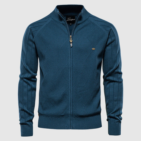 Cardigan Zippé pour Hommes en Tricot à Col Montant 4