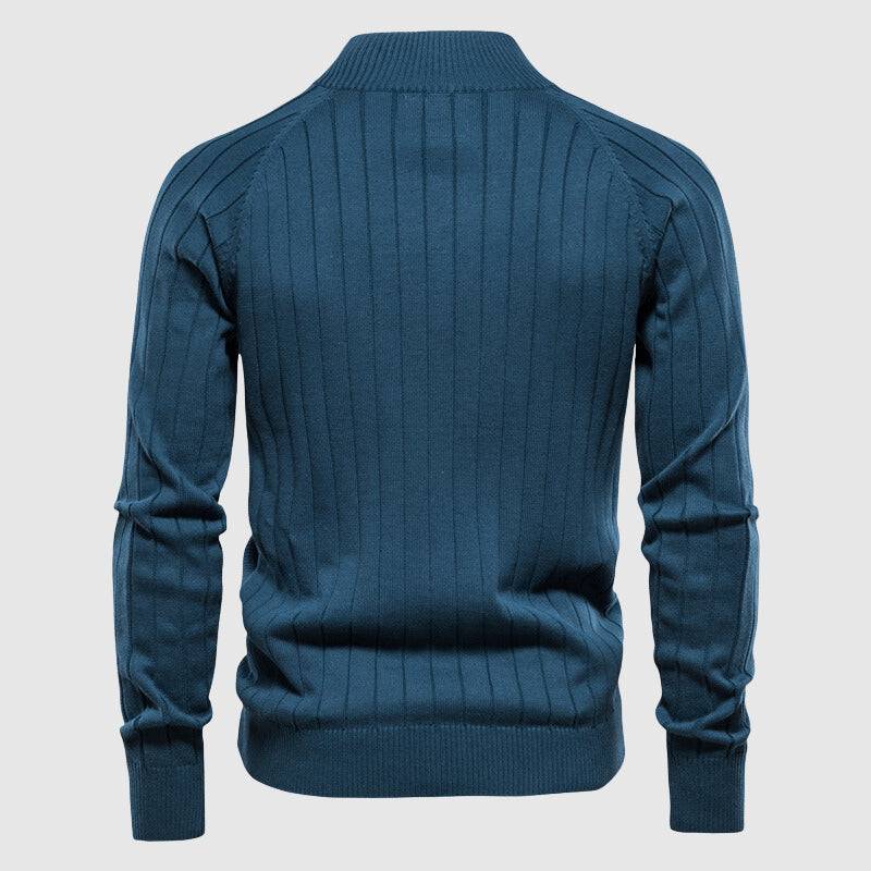 Cardigan Zippé pour Hommes en Tricot à Col Montant 5