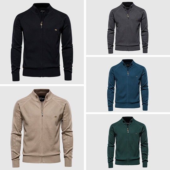 Cardigan Zippé pour Hommes en Tricot à Col Montant 6