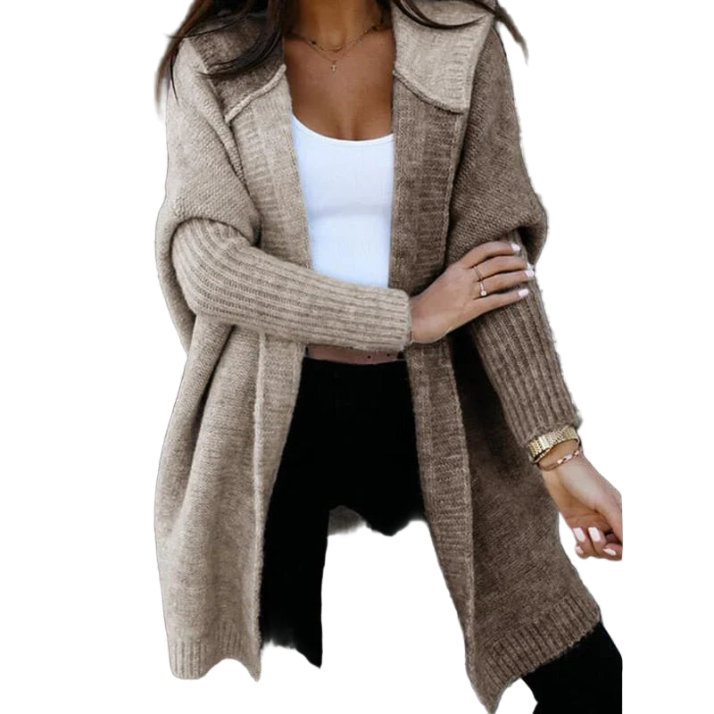 Cardigan à Capuche Oversized en Laine pour Femme 0