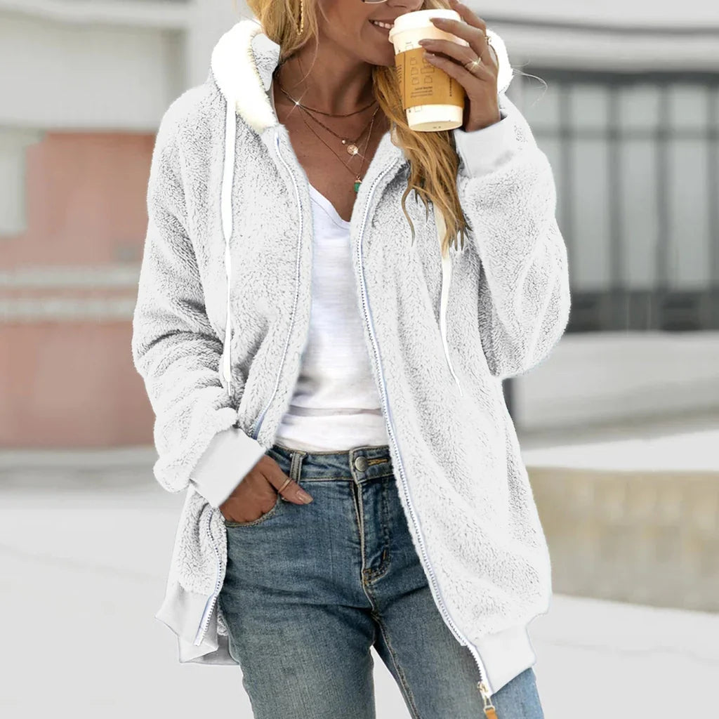 Cardigan en Fleece pour Femmes à Capuche et Coupe Oversized 2