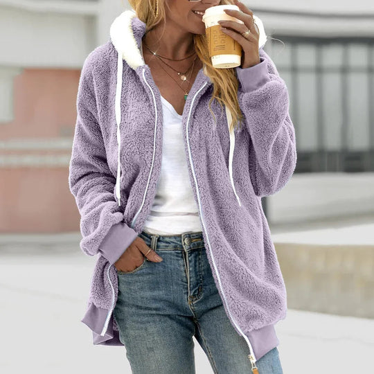 Cardigan en Fleece pour Femmes à Capuche et Coupe Oversized 5