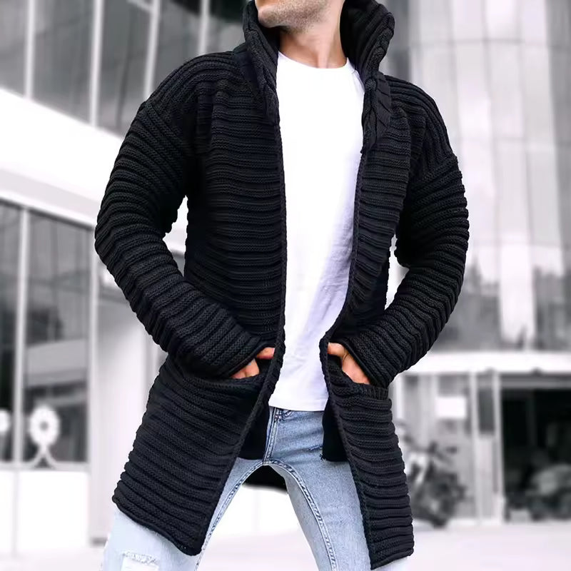 Cardigan en Laine Tricoté pour Homme à Col Roulé 1