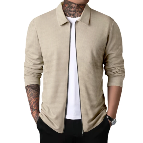 Cardigan pour Homme Casual avec Col et Fermeture Éclair 0
