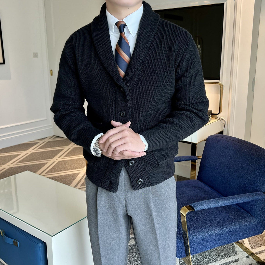 Cardigan pour Hommes à Col Châle Tricoté 1