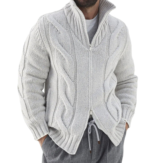 Cardigan pour Hommes à Col Montant et Manches Torsadées 0