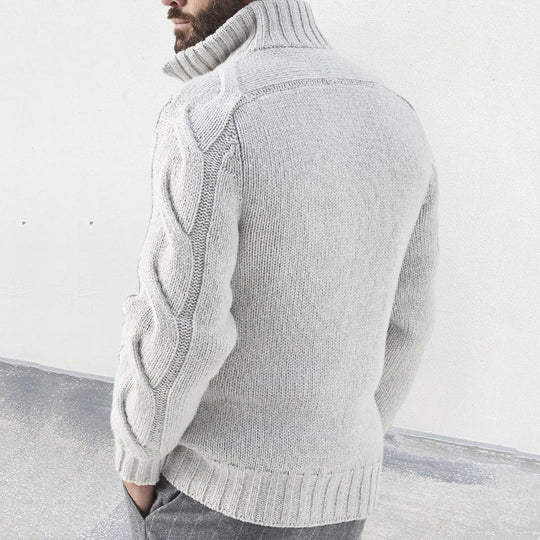 Cardigan pour Hommes à Col Montant et Manches Torsadées 1