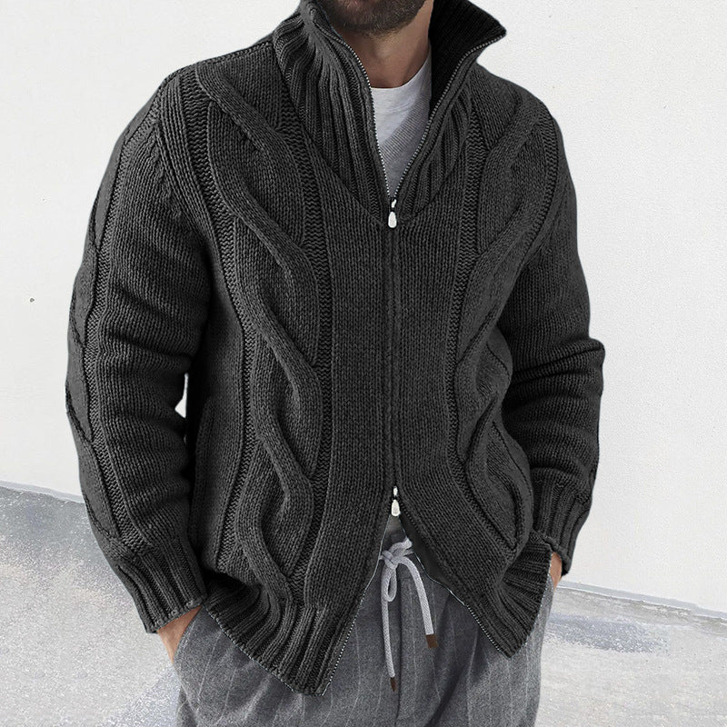 Cardigan pour Hommes à Col Montant et Manches Torsadées 2