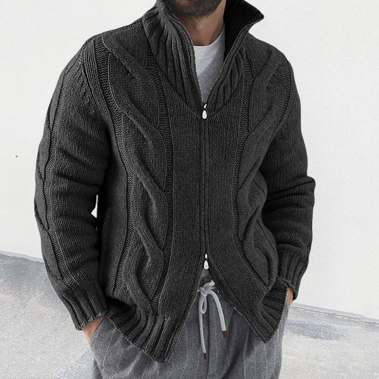 Cardigan pour Hommes à Col Montant et Manches Torsadées 2
