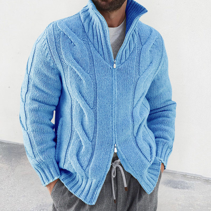 Cardigan pour Hommes à Col Montant et Manches Torsadées 3