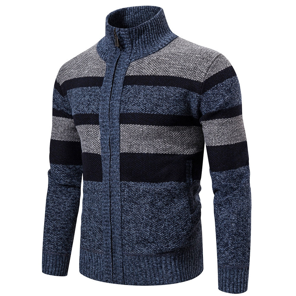Cardigan pour Hommes à Rayures Ajusté en Tricot 0