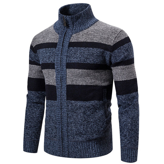 Cardigan pour Hommes à Rayures Ajusté en Tricot 0