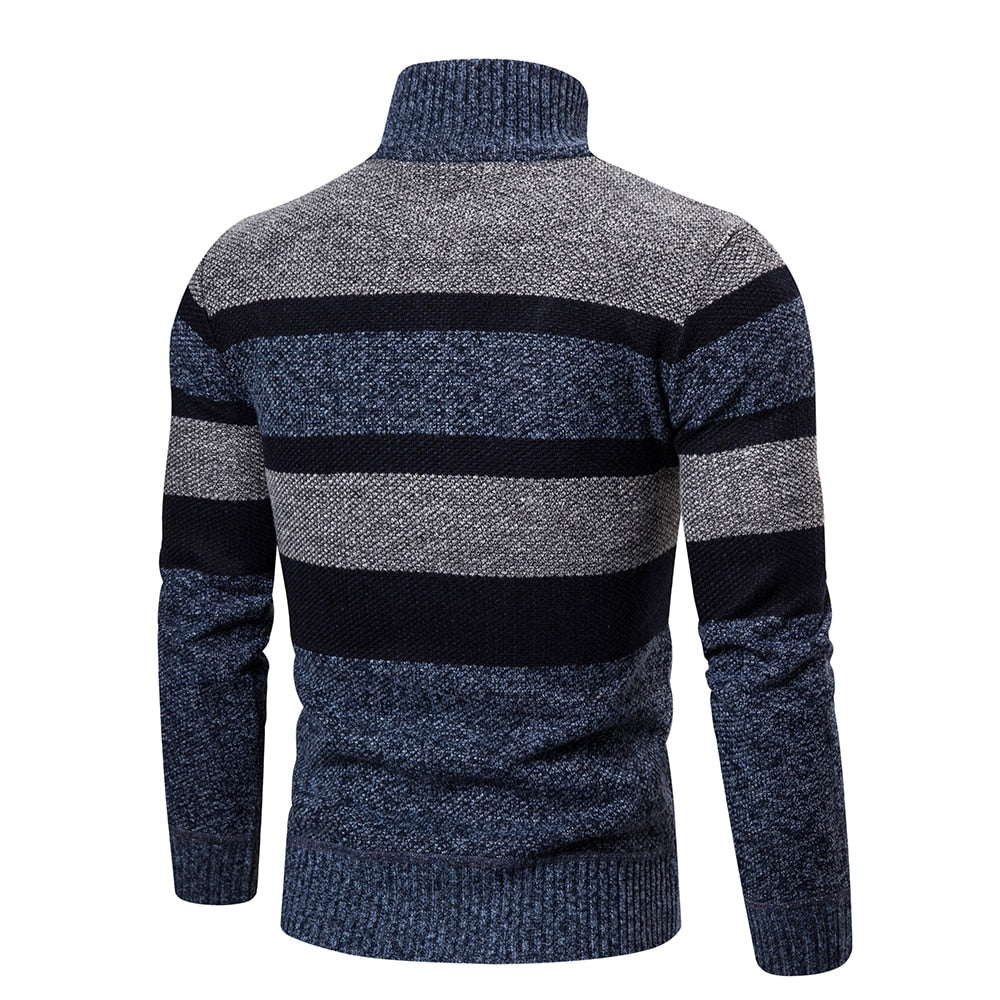Cardigan pour Hommes à Rayures Ajusté en Tricot 1