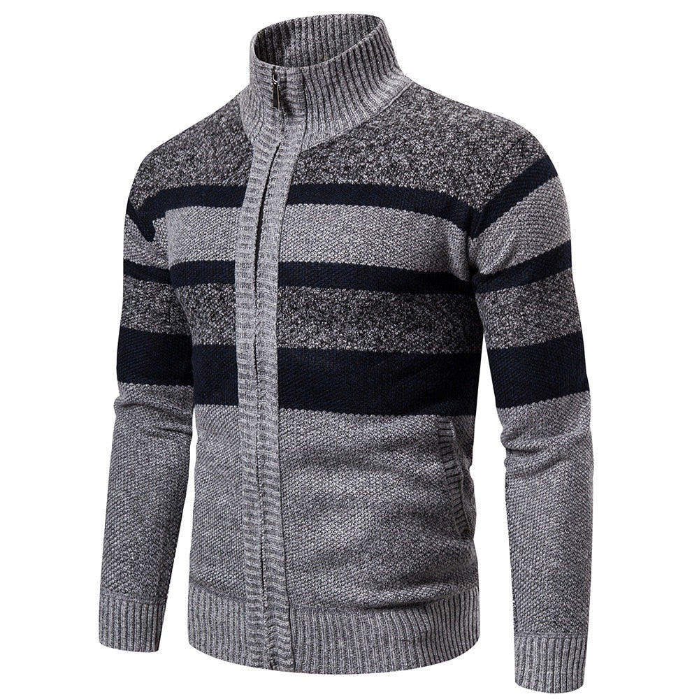 Cardigan pour Hommes à Rayures Ajusté en Tricot 2