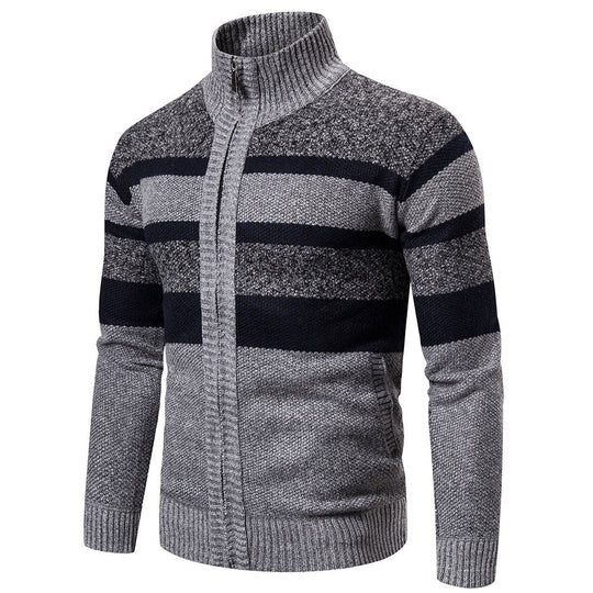 Cardigan pour Hommes à Rayures Ajusté en Tricot 2