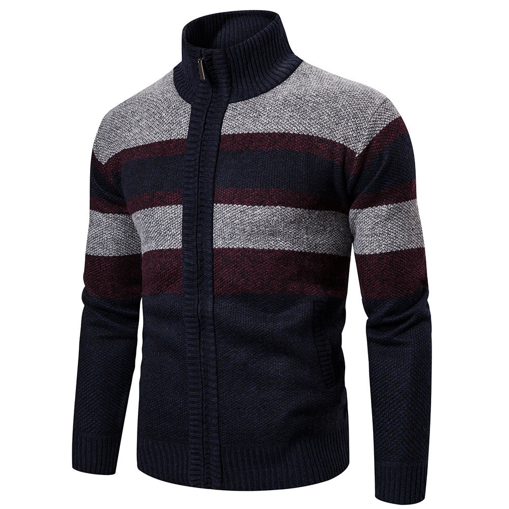Cardigan pour Hommes à Rayures Ajusté en Tricot 4