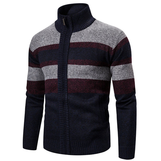 Cardigan pour Hommes à Rayures Ajusté en Tricot 4