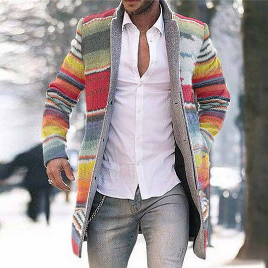 Cardigan pour Hommes à Rayures Colorées et Design Moderne 7