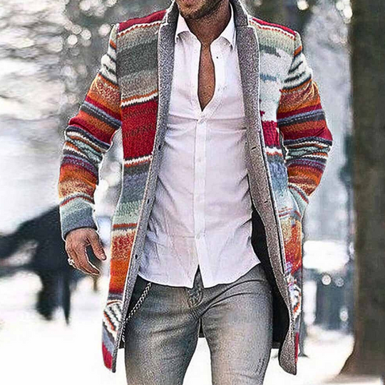 Cardigan pour Hommes à Rayures Colorées et Design Moderne 8