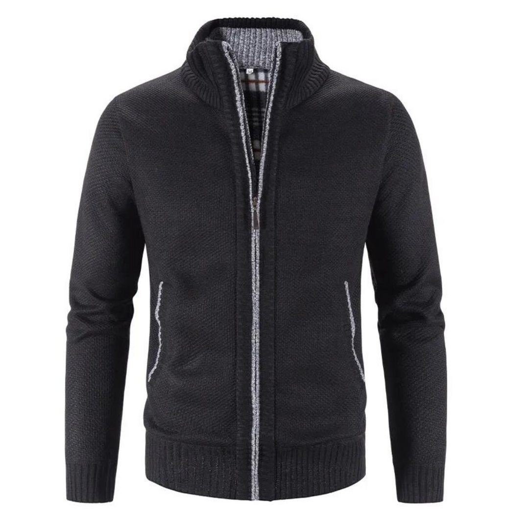 Cardigan pour Hommes avec Col Montant et Fermeture Éclair 0