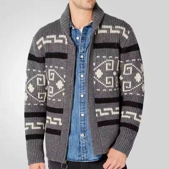 Cardigan pour Hommes avec Fermeture Éclair et Motif 1