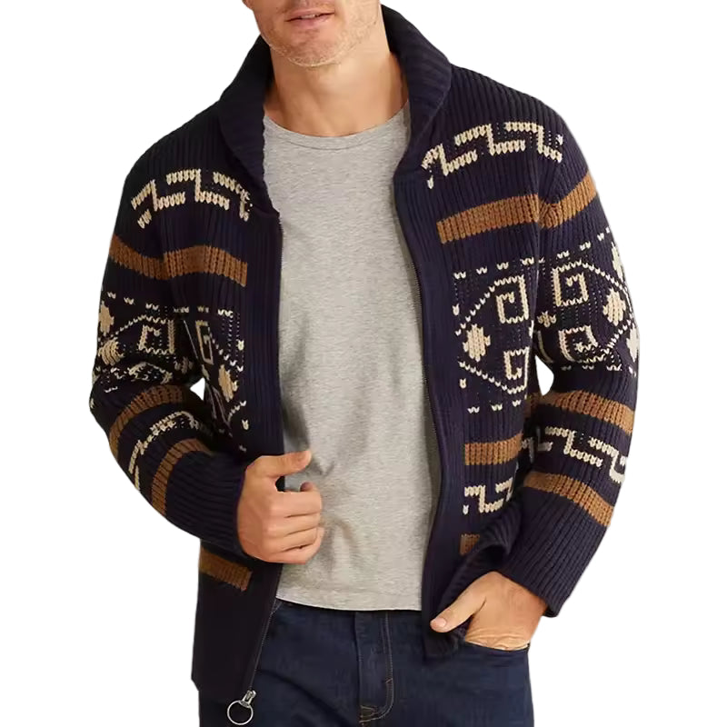 Cardigan pour Hommes en Laine Mélangée à Fermeture Éclair 0