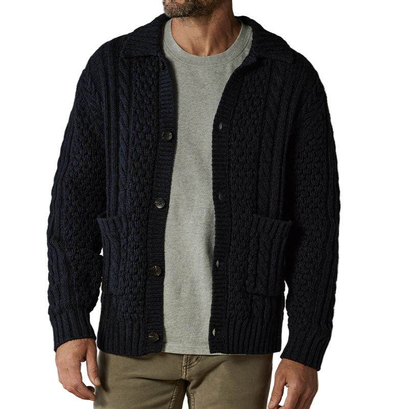 Cardigan pour Hommes en Laine Tricoté à Cable 0