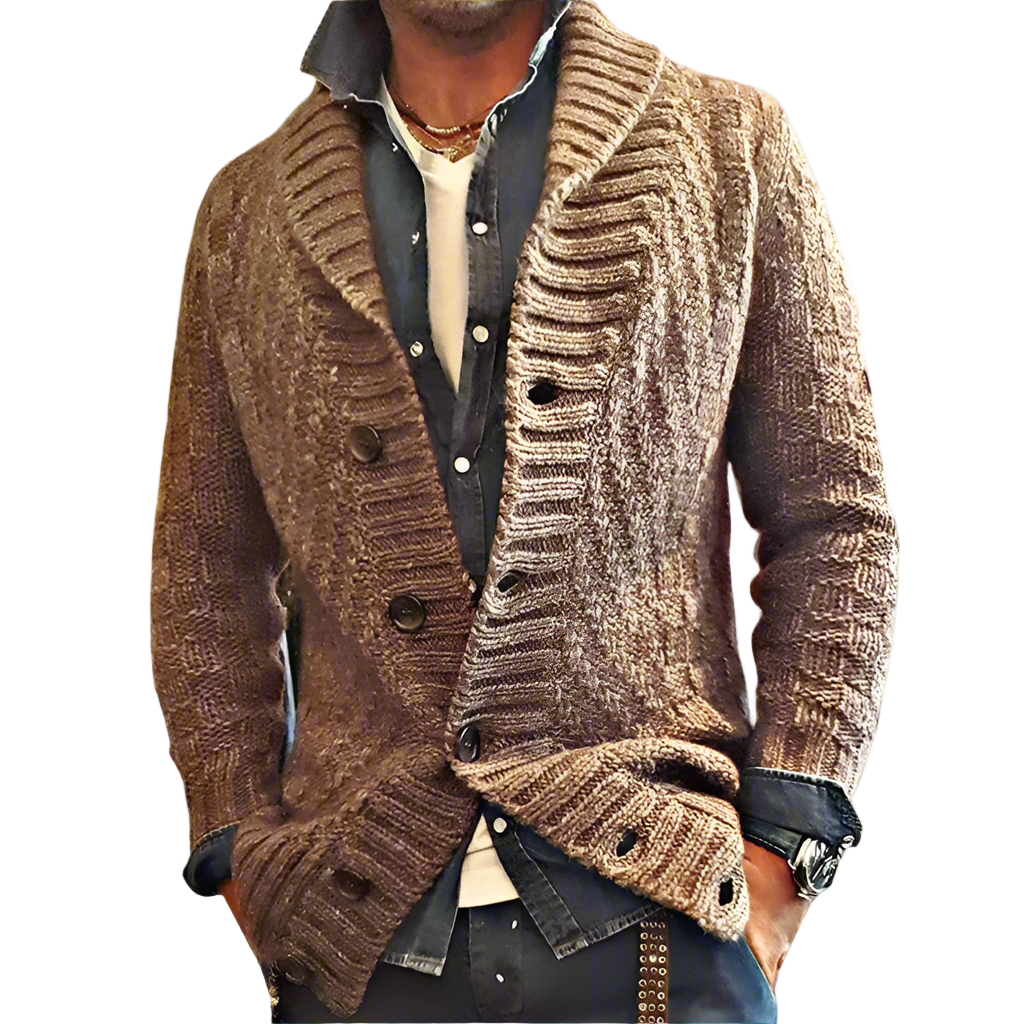 Cardigan pour Hommes en Laine Tricotée – Col Châle 0