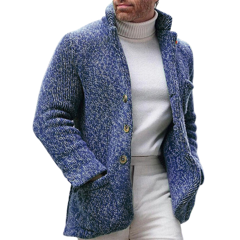 Cardigan pour Hommes en Tricot - Texture Épais - Col Montant 0