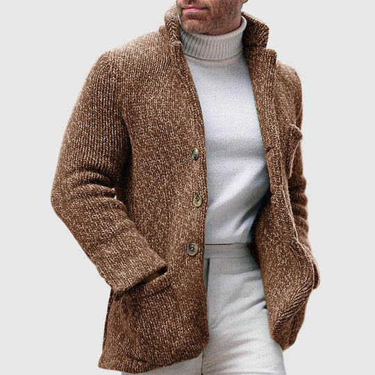 Cardigan pour Hommes en Tricot - Texture Épais - Col Montant 1