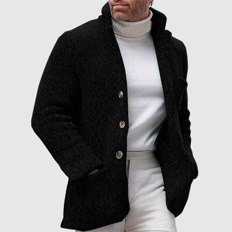 Cardigan pour Hommes en Tricot - Texture Épais - Col Montant 4
