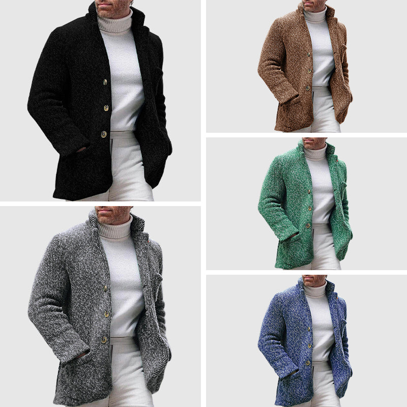 Cardigan pour Hommes en Tricot - Texture Épais - Col Montant 5