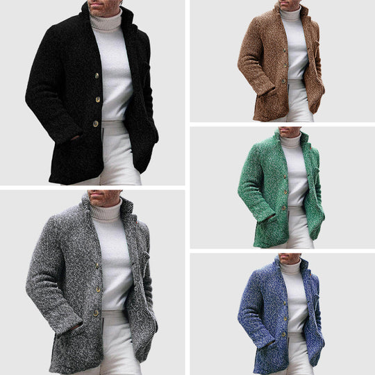 Cardigan pour Hommes en Tricot - Texture Épais - Col Montant 5