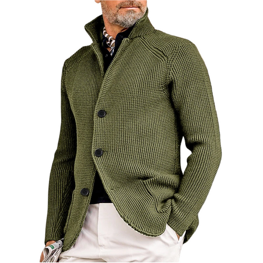 Cardigan pour hommes à col haut et texture côtelée 0