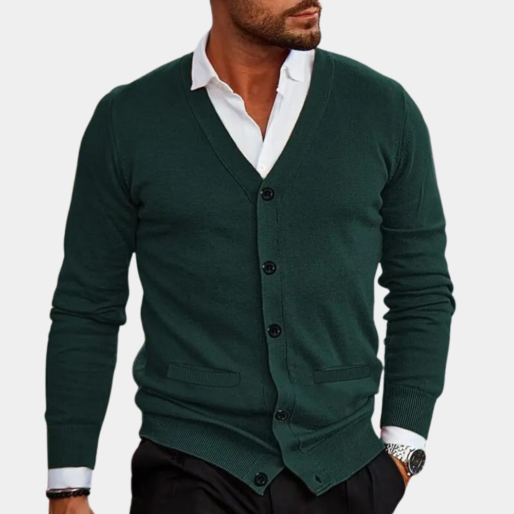 Cardigan pour hommes décontracté avec col en V 1