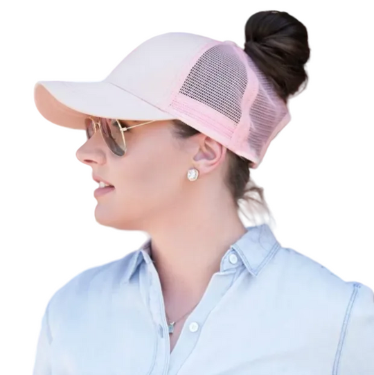 Casquette de Baseball Femme Tendance avec Trou pour Chignon Ajustable 0