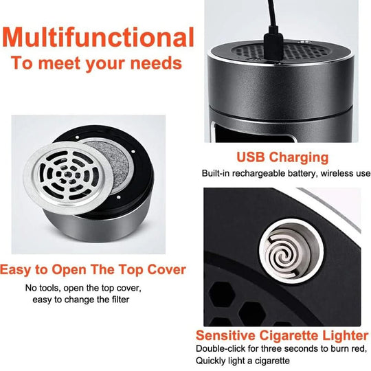 Cendrier Intelligent avec Purification d'Air USB pour Intérieur et Extérieur 5