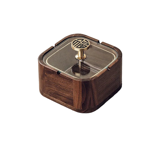 Cendrier en Noyer Design Contemporain 0