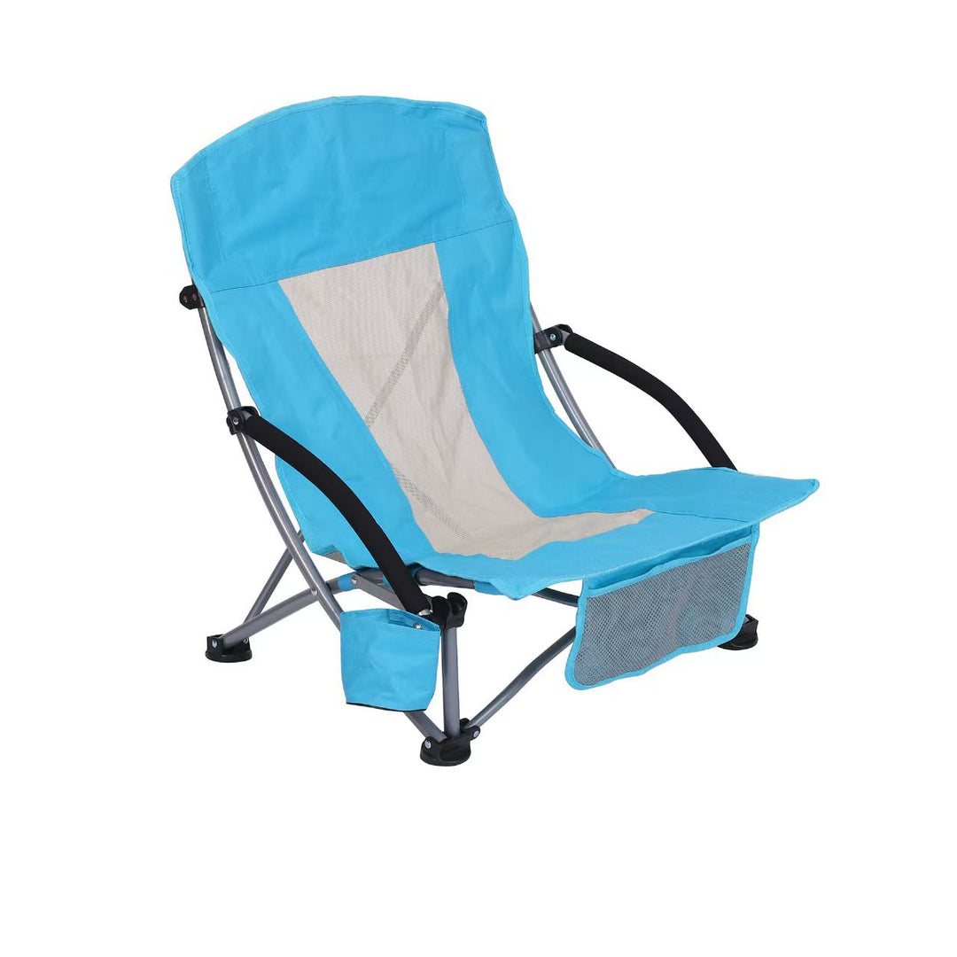 Chaise de Camping Pliante Légère avec Dossier Bas et Porte-Gobelet 1