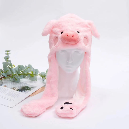 Chapeau Lapin avec Oreilles Mobiles pour Enfants et Adultes 56