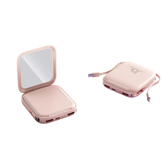 Chargeur Portable Compact avec Miroir Intégré pour Femme 0