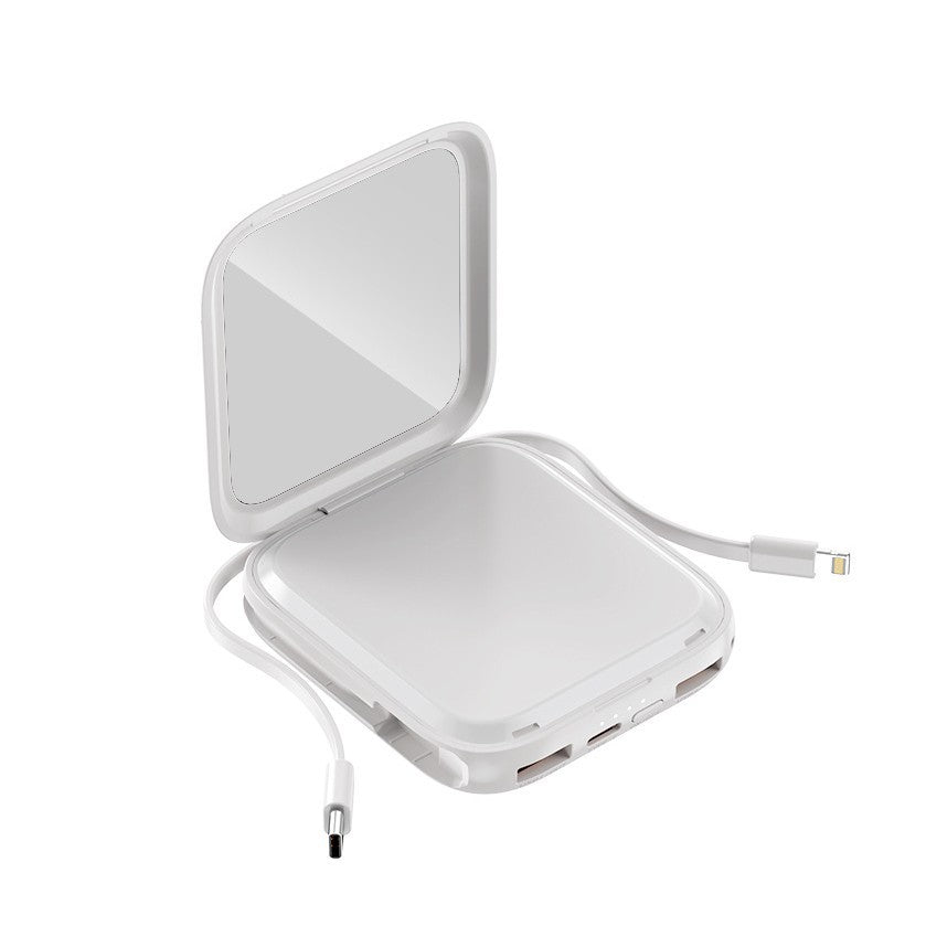 Chargeur Portable Compact avec Miroir Intégré pour Femme 1