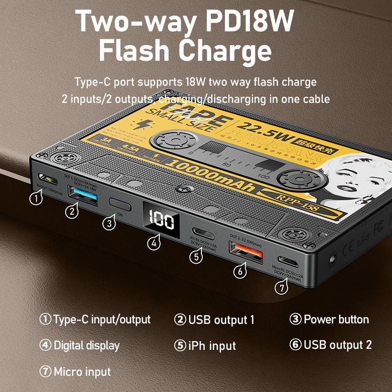 Chargeur Portable Rétro Cassette 3