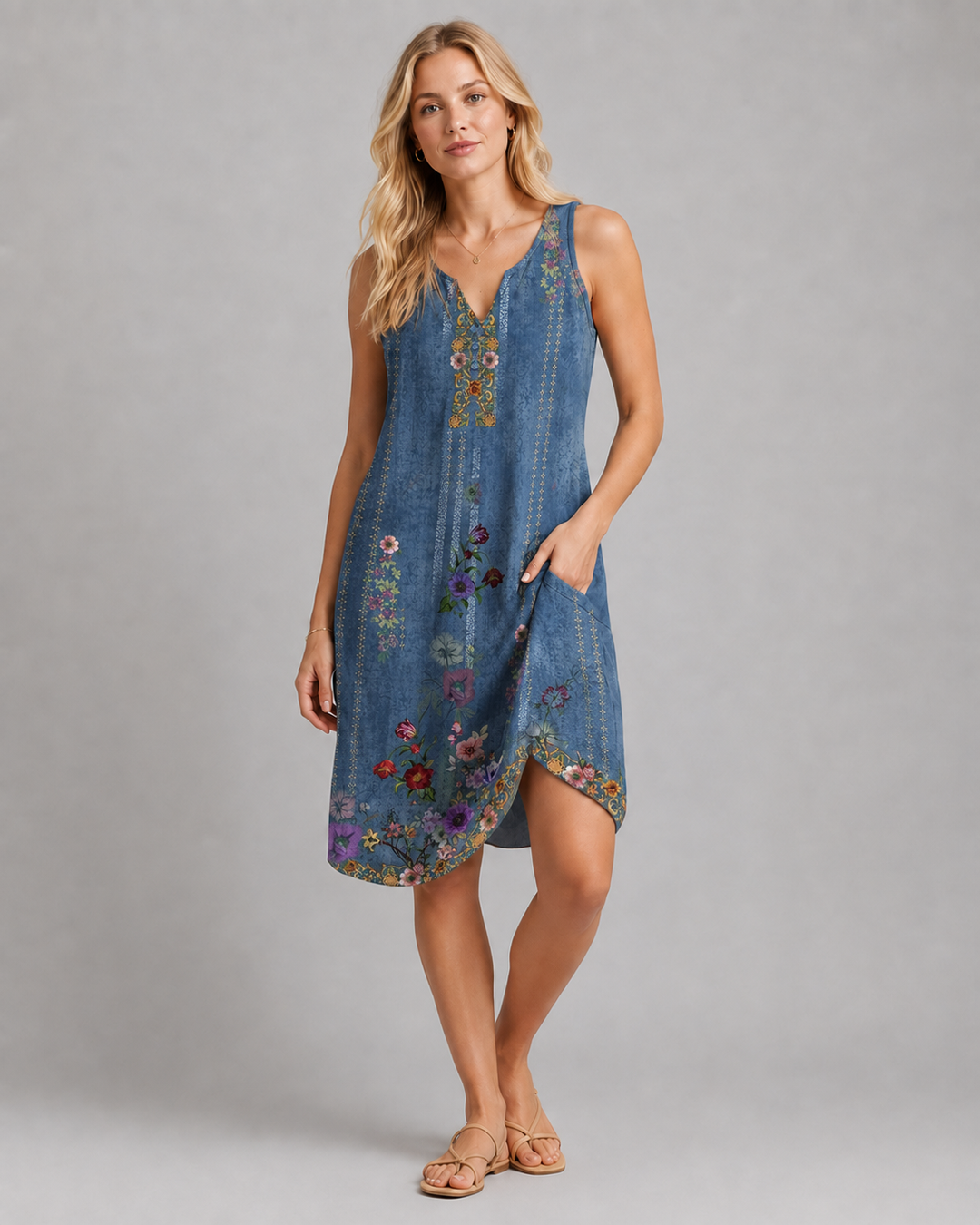 Robe Retro Femme en Coton Classique